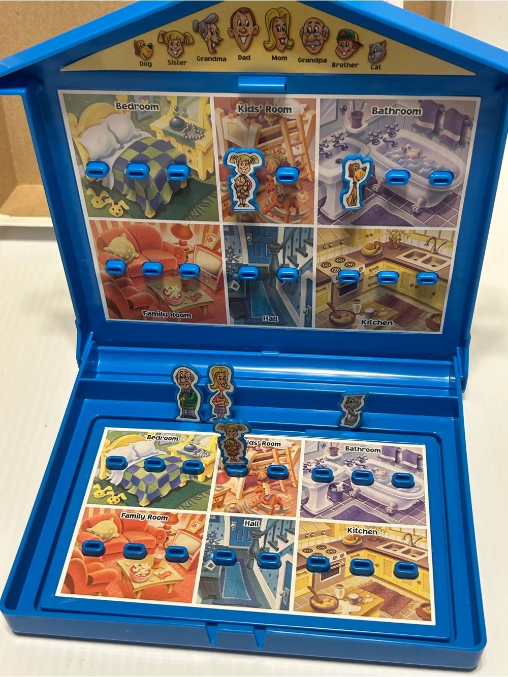 Guess Where? Board Game Fold-up Houses 6+ Milton Bradley (complete w/ flaws) USA